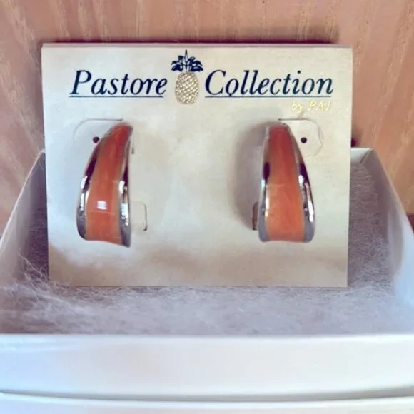 Orange & Silver Earrings - Picture 8 of 10